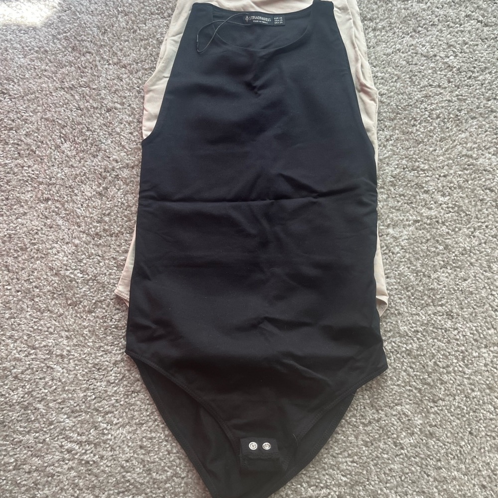 Stradivarius Black and Cream Bodysuit